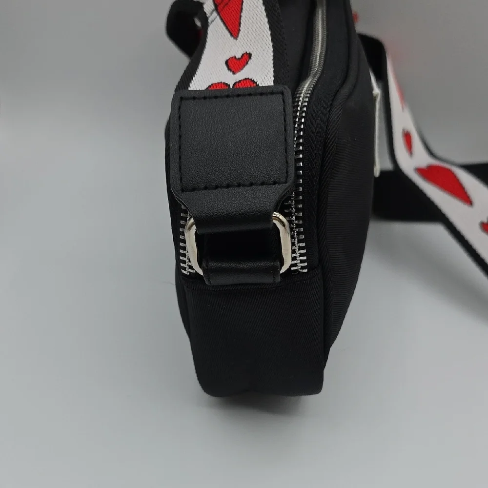 Brighton Black Crossbody Bag with Red Accents
